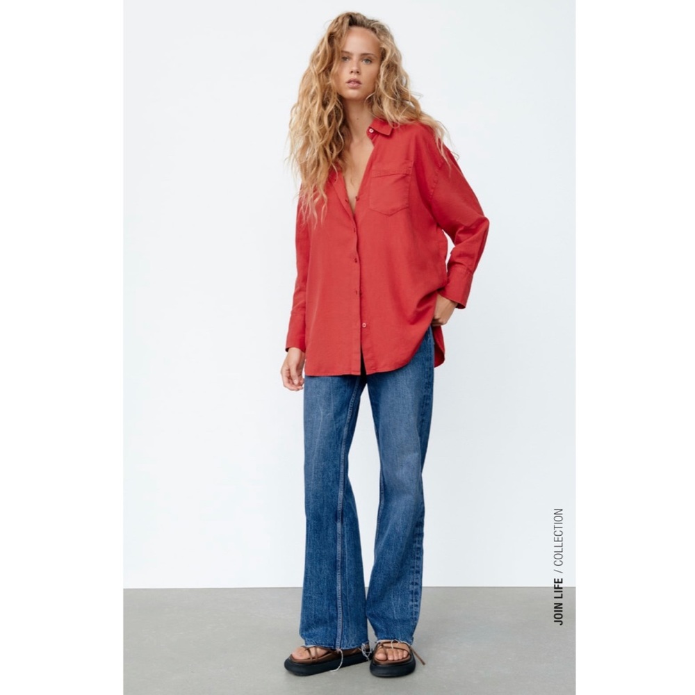 ZARA OVERSIZED LINEN BLEND SHIRT